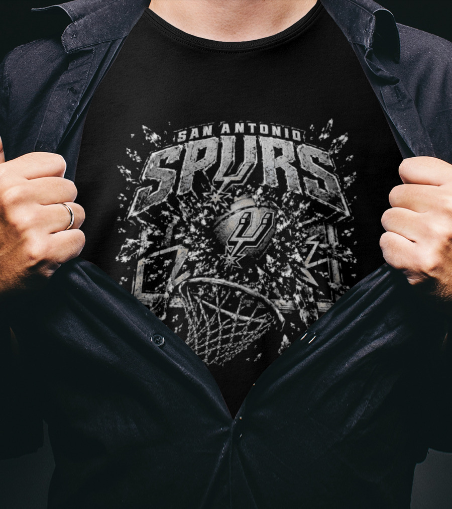 San Antonio Spurs Basketball Shattered Rim NBA T-Shirt