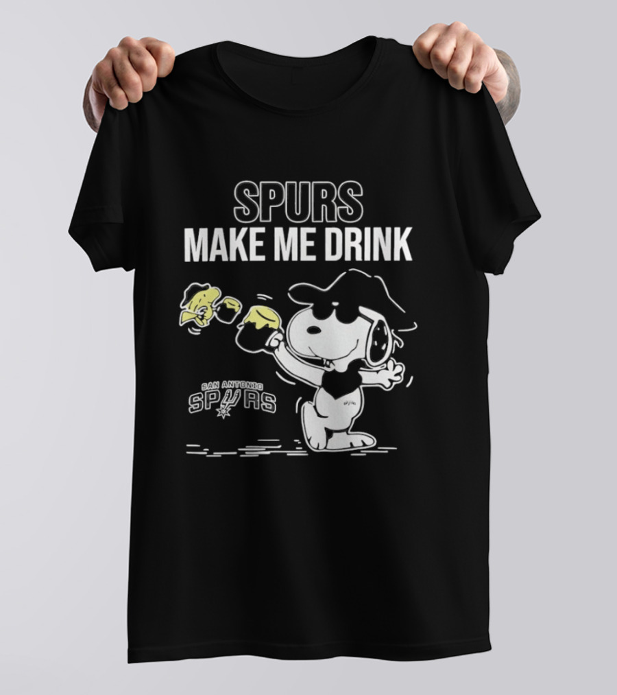 Snoopy Cowboy Spurs Make Me Drink San Antonio Spurs T-Shirt