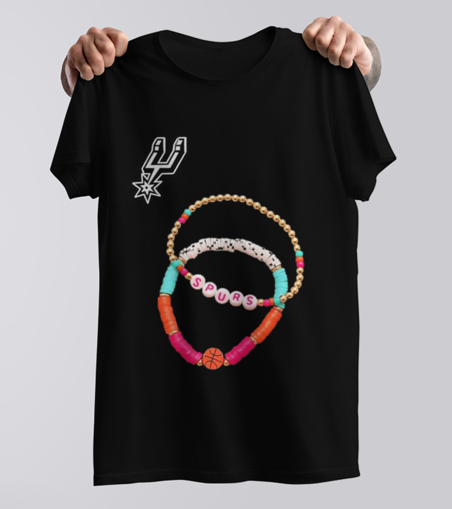 San Antonio Spurs Beaded Bracelet Set Basketball Fan Accessories T-Shirt