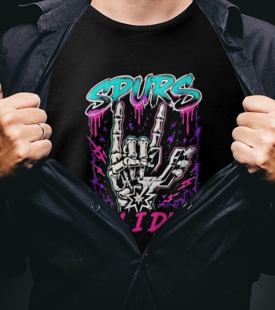 Spurs Till I Die Skeleton Hand Rock On San Antonio Basketball T-Shirt
