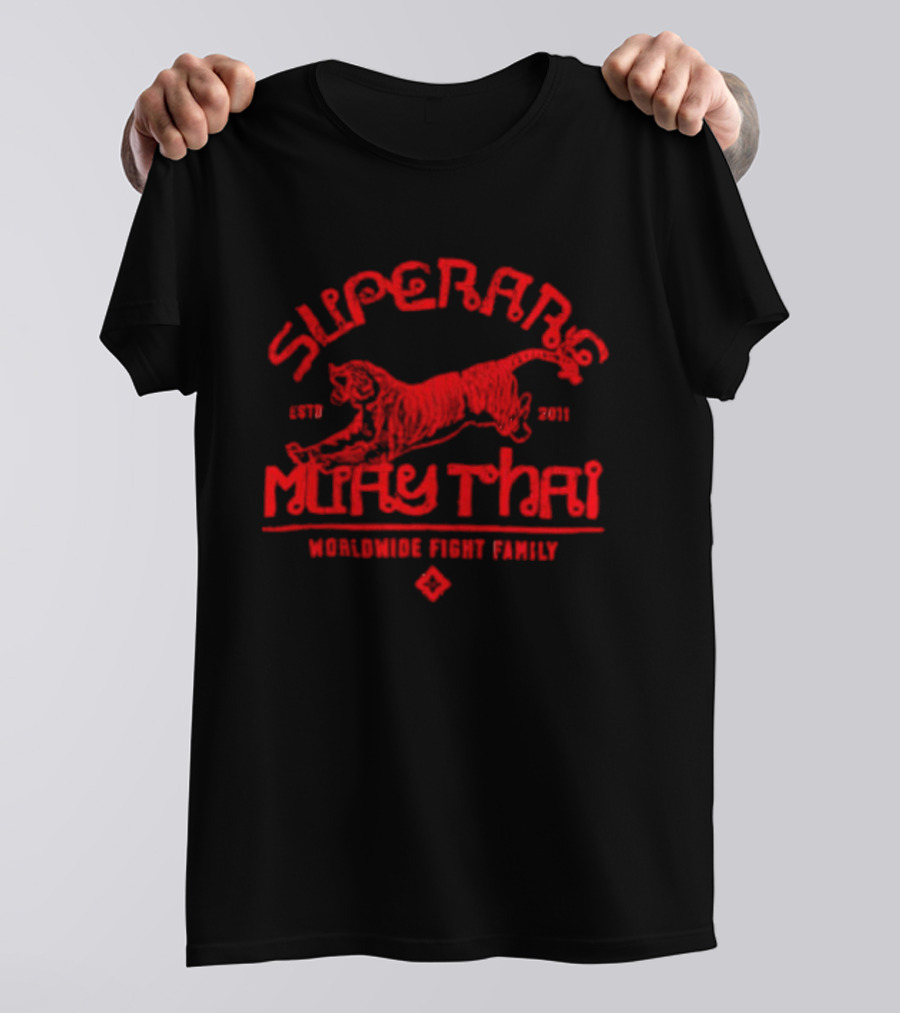 Superbon Muay Thai ESTD 2011 Worldwide Fight Family Red Tiger T-Shirt