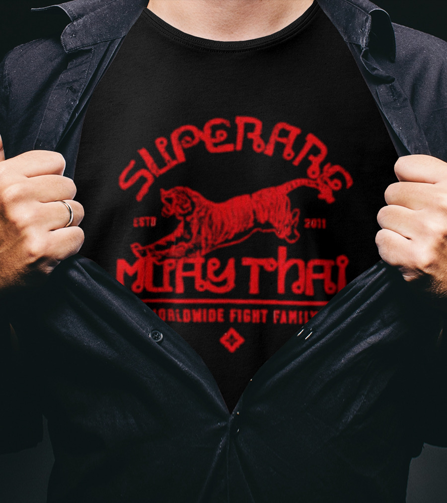 Superbon Muay Thai ESTD 2011 Worldwide Fight Family Red Tiger T-Shirt