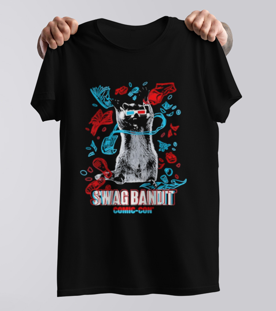 Swag Bandit Comic Con Raccoon 3D Glasses T-Shirt