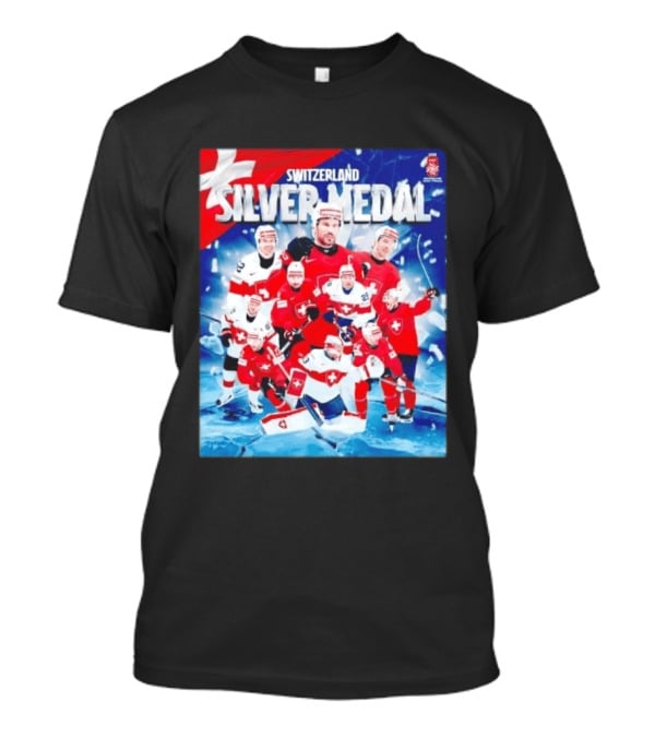 Switzerland Silver Medal 2026 IIHF Men's Ice Hockey Team Victory Celebration T-Shirt