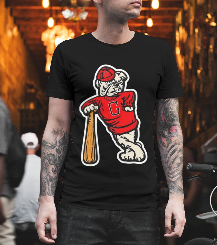 University Of Georgia Bulldogs Baseball Mascot Vintage Collegiatejára T-Shirt