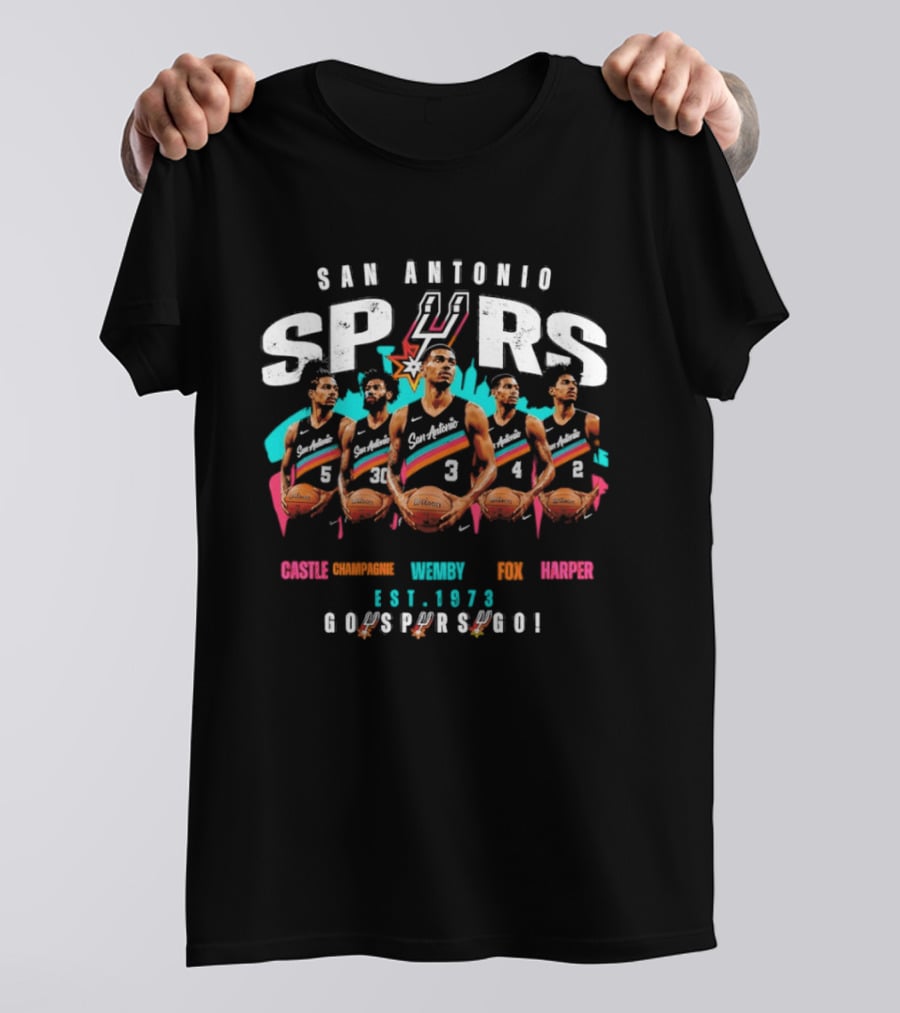 San Antonio Spurs Victor Wembanyama Castle Fox Harper Est. 1973 Go Spurs Go T-Shirt