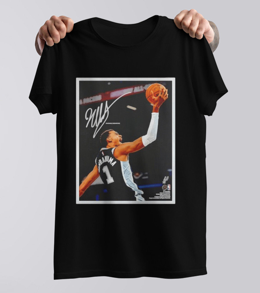 Victor Wembanyama Autographed San Antonio Spurs NBA Action Print Framed T-Shirt
