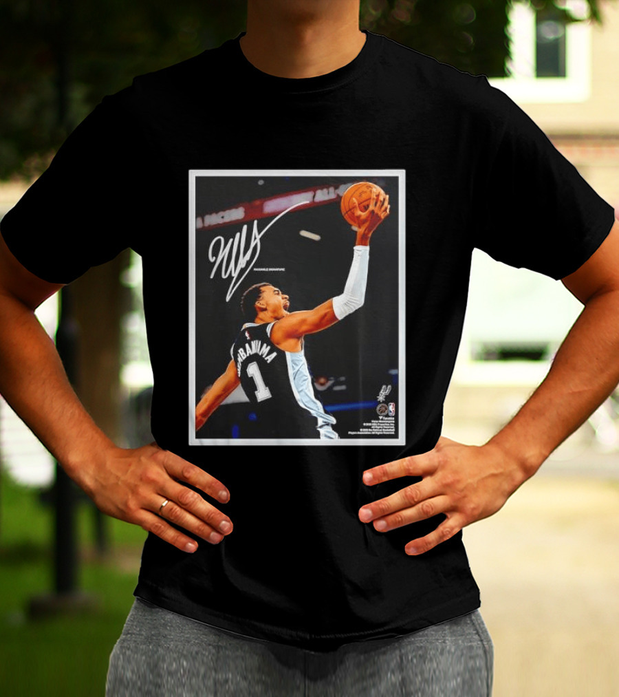 Victor Wembanyama Autographed San Antonio Spurs NBA Action Print Framed T-Shirt