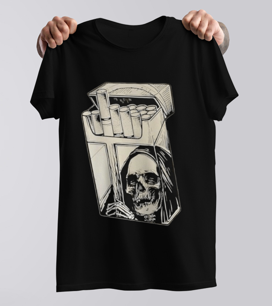 Grim Reaper Smoking Cigarette Pack T-Shirt
