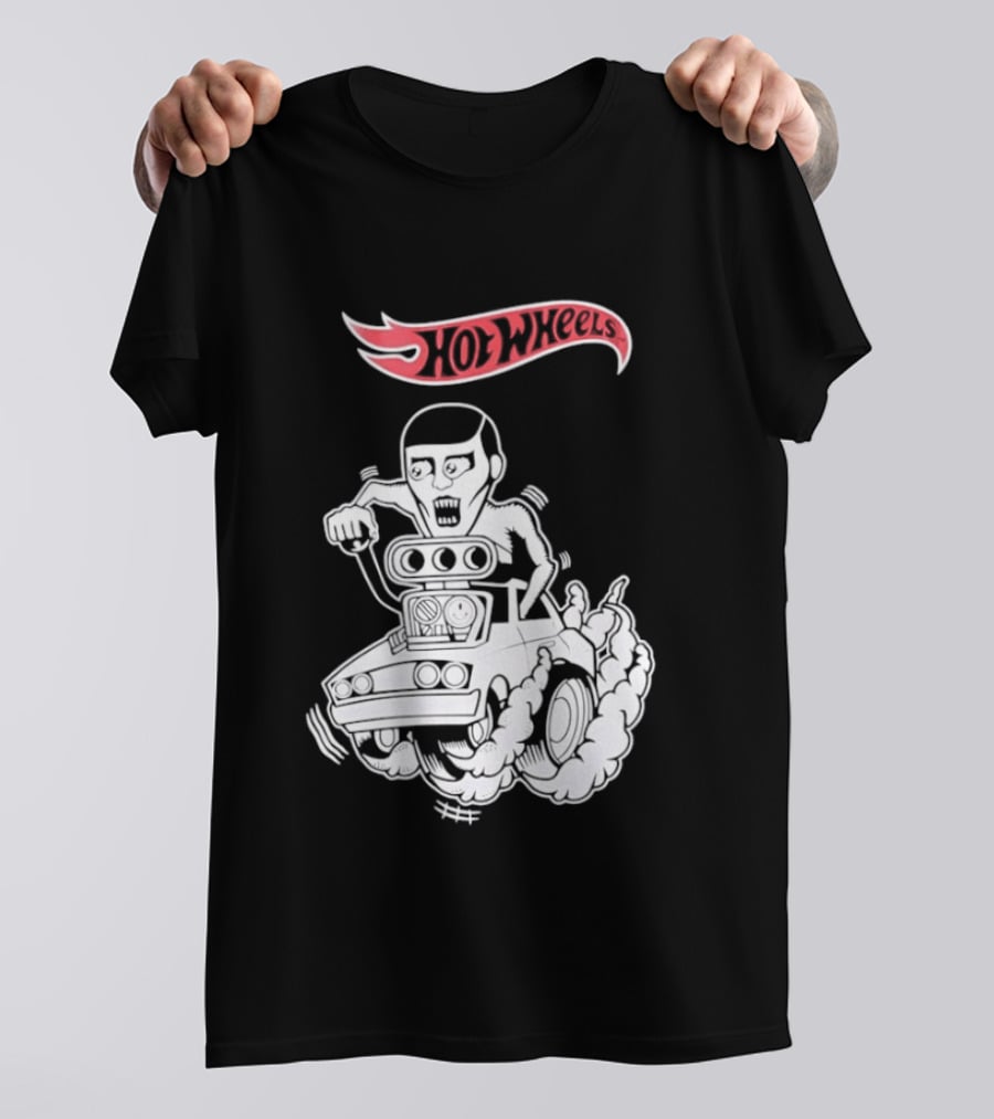 Hot Wheels Racing Car Driver Black Flame T-Shirt