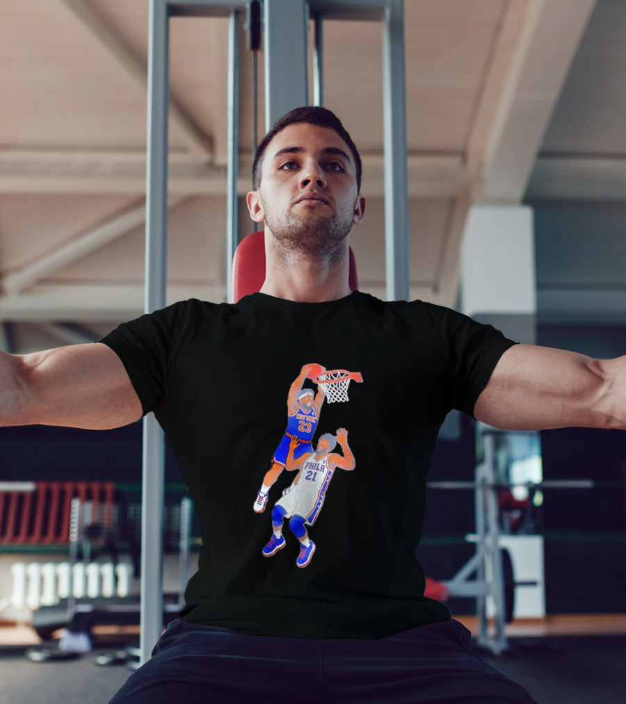 Pixel Art Basketball Dunk Mitchell Robinson New York 23 Joel Embiid PHILA 21 T-Shirt