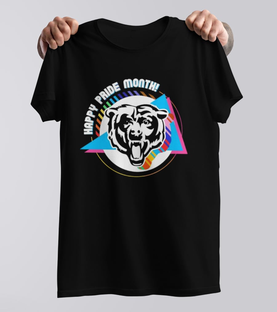 Chicago Bears Happy Pride Month Rainbow Triangle Celebration T-Shirt