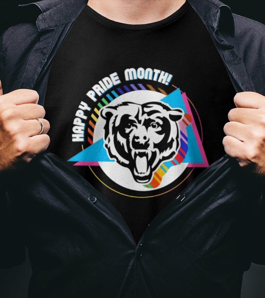 Chicago Bears Happy Pride Month Rainbow Triangle Celebration T-Shirt