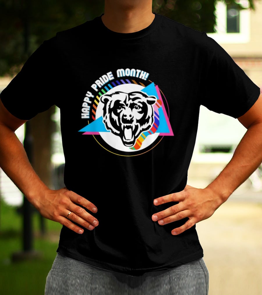 Chicago Bears Happy Pride Month Rainbow Triangle Celebration T-Shirt