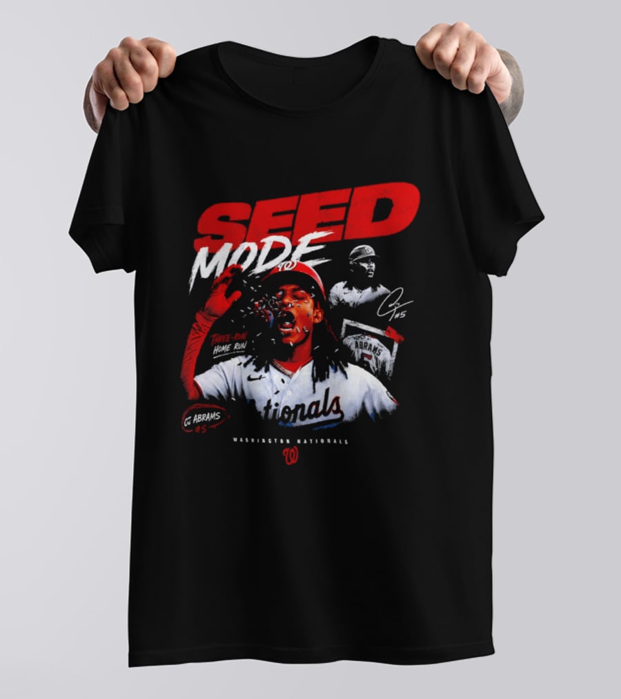 CJ Abrams Washington Nationals Seed Mode Baseball MLB Player Number 5 T-Shirt