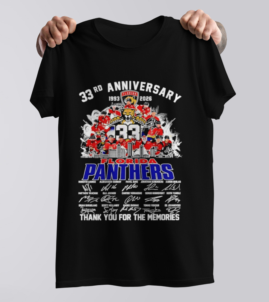 Florida Panthers 33rd Anniversary 1993 2026 Thank You For The Memories T-Shirt