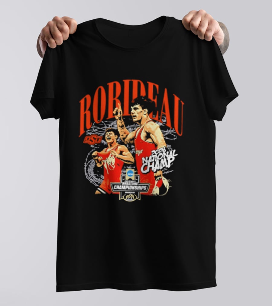 Landon Robideau Oklahoma State Wrestling 2026 National Champ Robideau NCAA T-Shirt