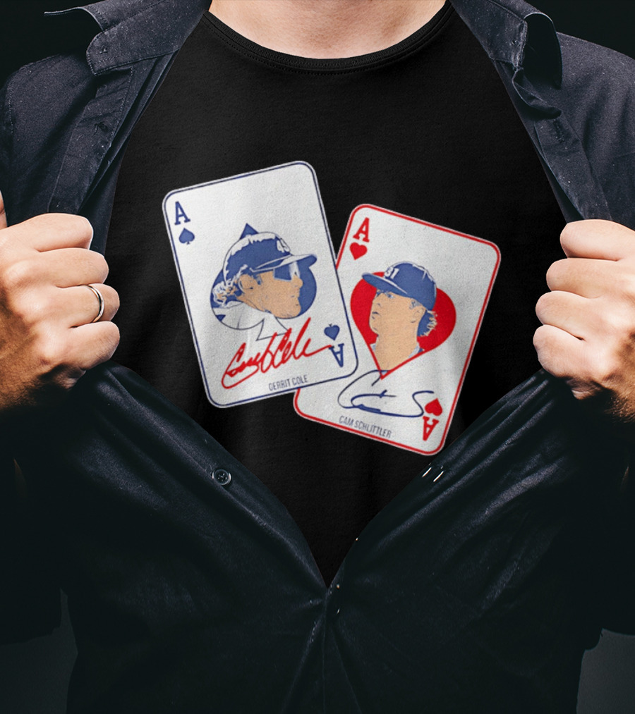 New York Yankees Gerrit Cole Cam Schlittler Pocket Aces Playing Cards T-Shirt