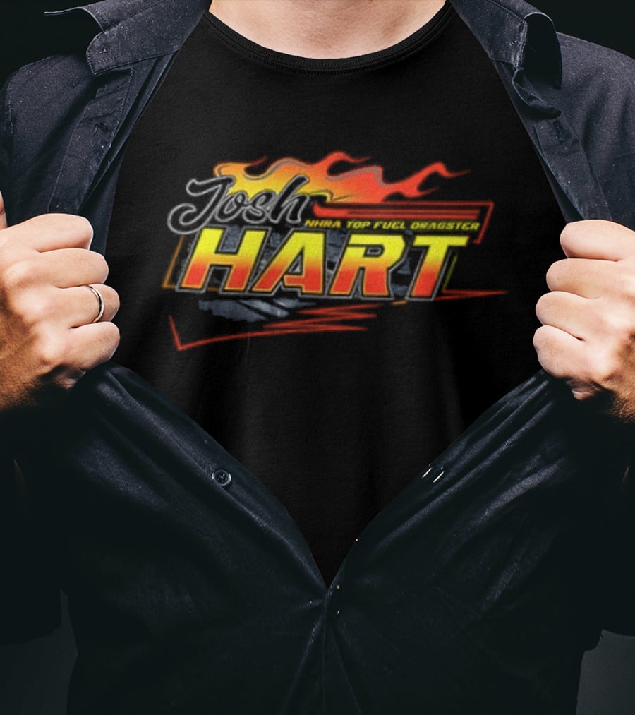 Josh Hart Flames Racing NHRA Top Fuel Dragster 2 Sided T-Shirt