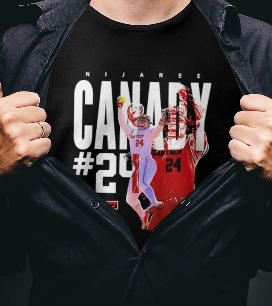 NiJaree Canady 24 Texas Tech Softball Player Pose With Team T-Shirt
