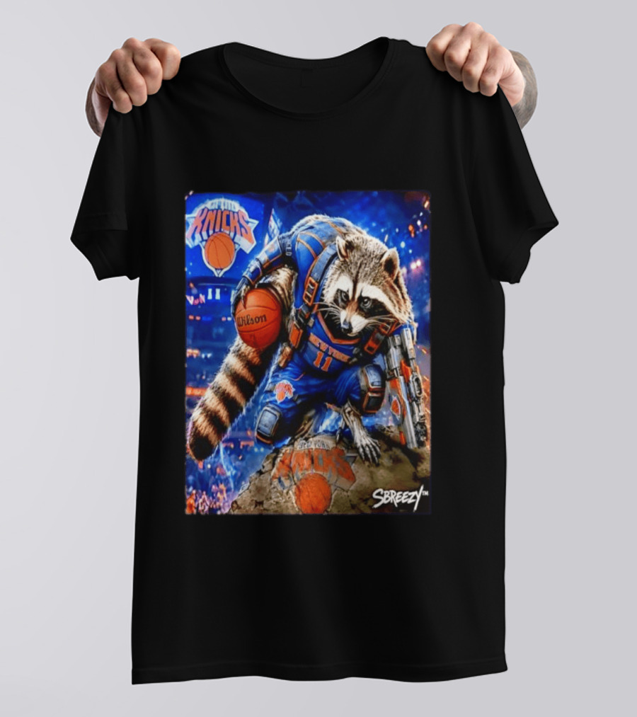 Rocket Raccoon New York Knicks NBA Basketball 11 S Breezy Wilson T-Shirt