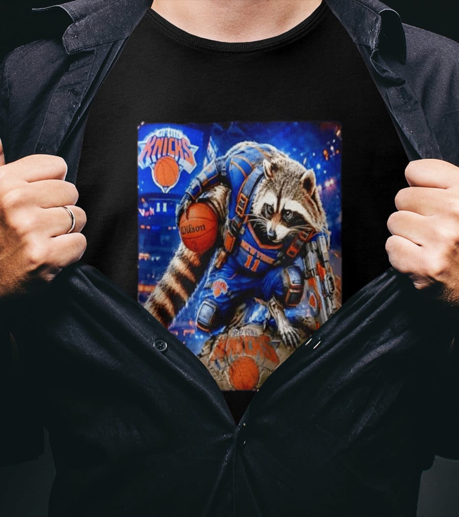 Rocket Raccoon New York Knicks NBA Basketball 11 S Breezy Wilson T-Shirt