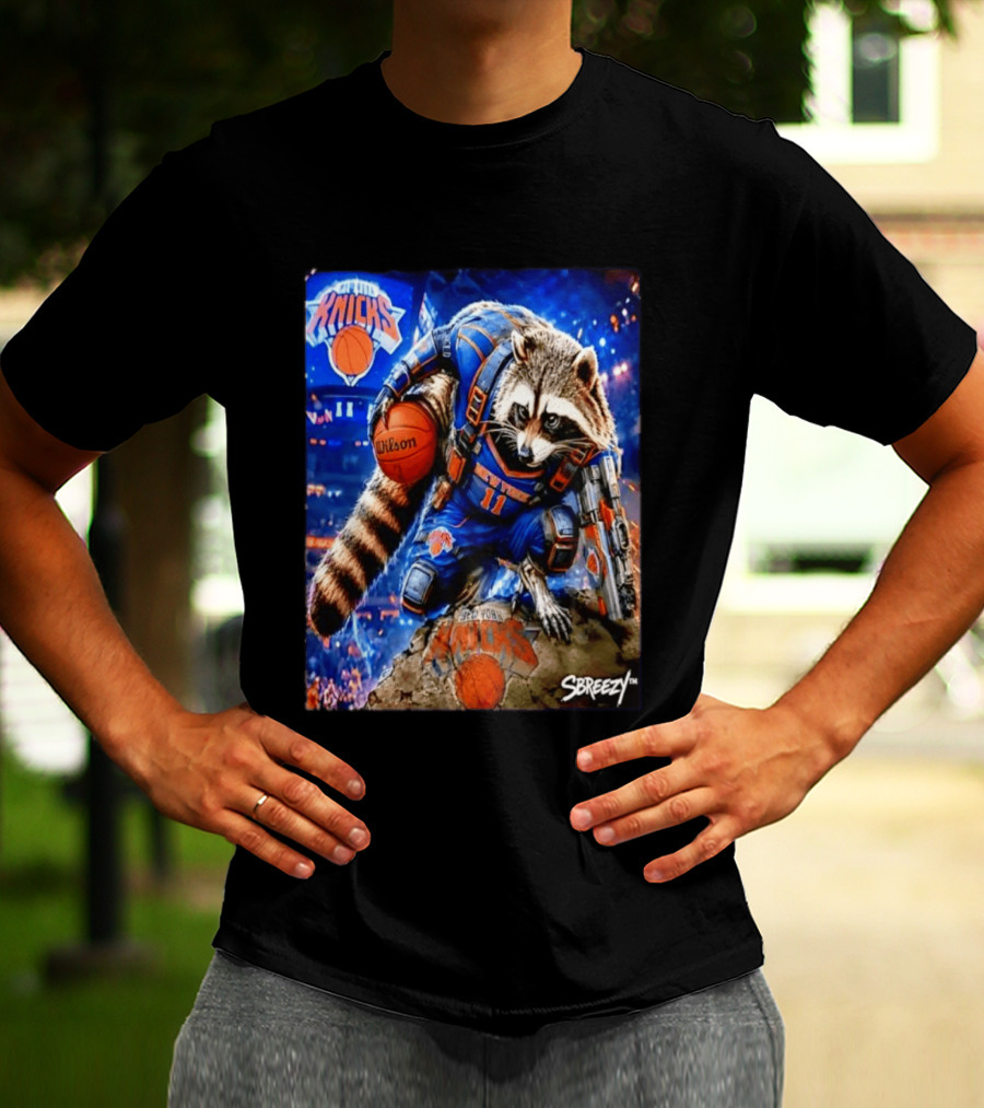 Rocket Raccoon New York Knicks NBA Basketball 11 S Breezy Wilson T-Shirt