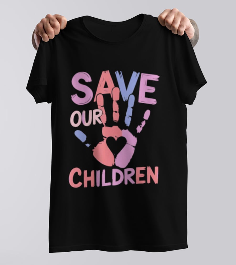 Save Our Children End Human Trafficking Awareness Handprint Heart T-Shirt
