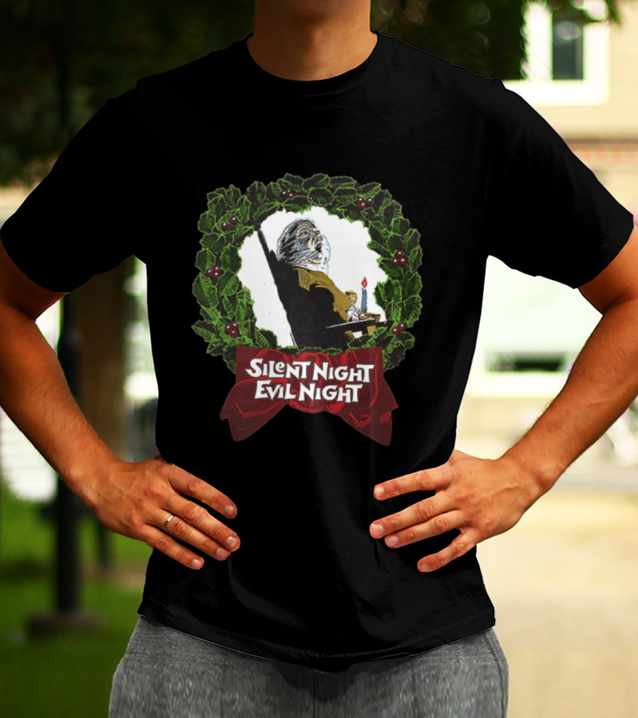 Silent Night Evilnight If This Picture Doesn’t Make Your Skin Crawl It’s On Too Tight 2 Sided T-Shirt
