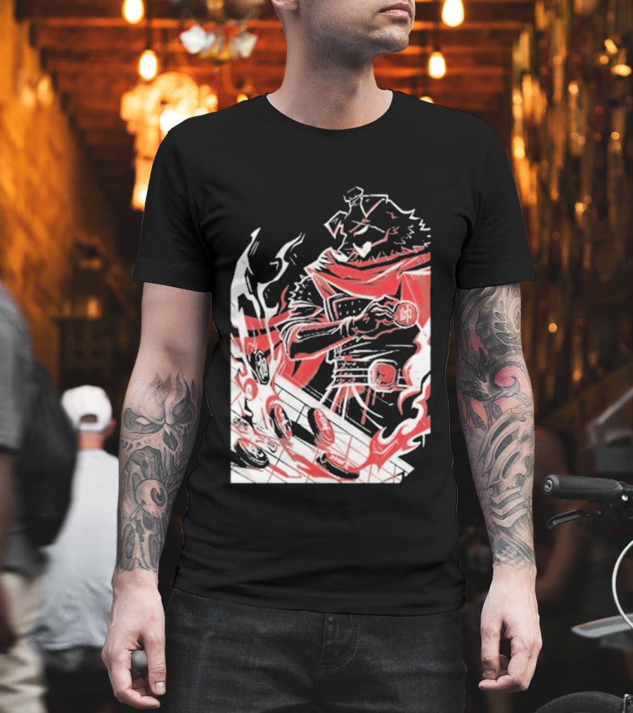 Technoblade Of War Gamer Tribute Epic Medieval Style Scarf And Flames T-Shirt