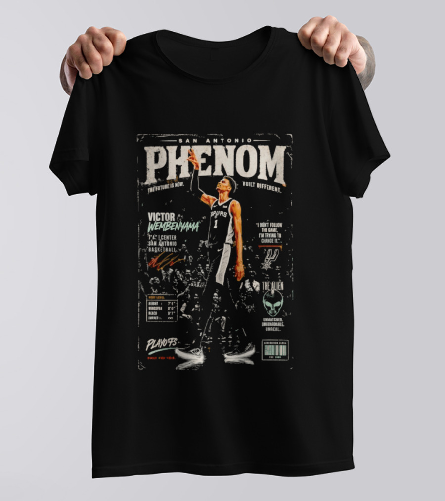 San Antonio Phenom Victor Wembanyama Next Prodigy Basketball Alien UFO Spurs T-Shirt