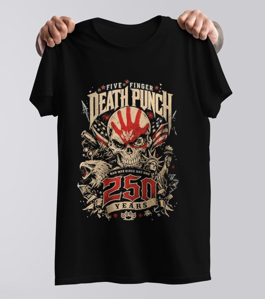 Five Finger Death Punch American Independence Day 250 Years Anniversary Skull Handprint T-Shirt