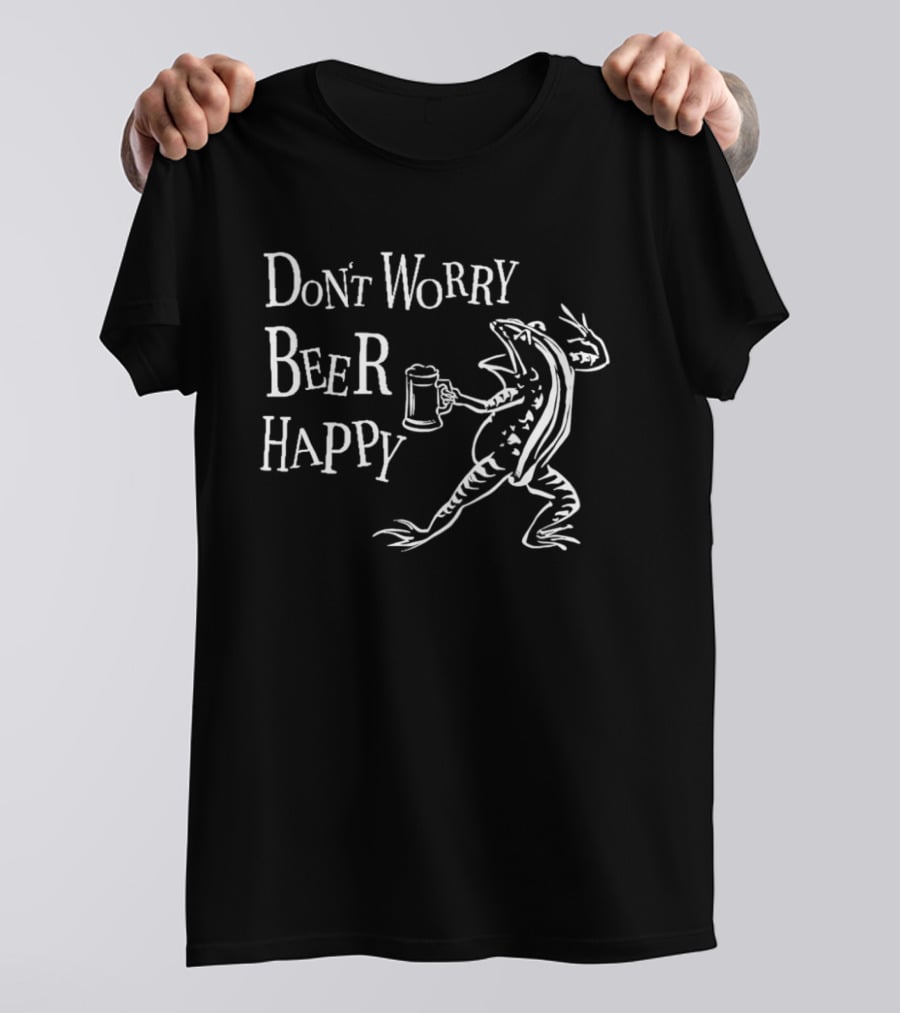 Don't Worry Beer Happy Frog Holding T-Shirt