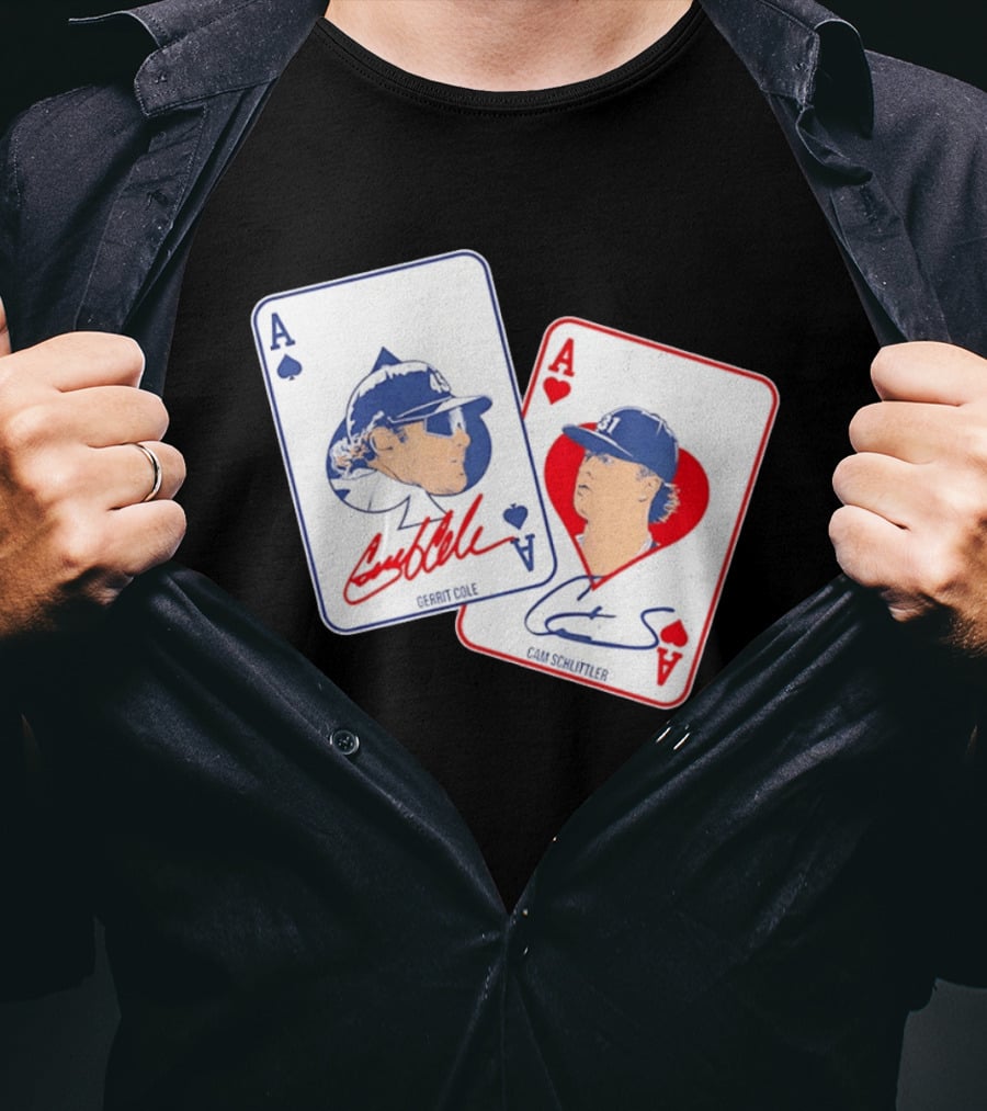 Gerrit Cole Cam Schlittler Ace Of Spades And Hearts Baseball Player Cards Men's T-Shirt