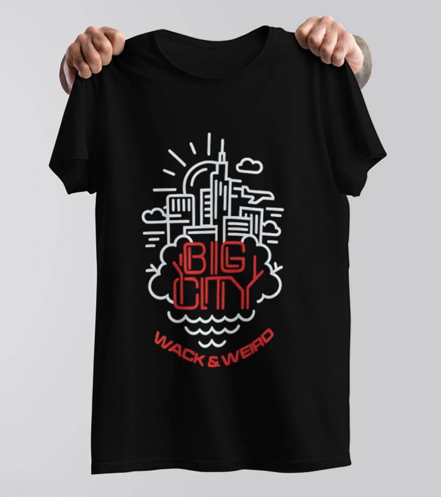 Big City Wack And Weird Urban Skyline Airplane Cloud Minimalist T-Shirt