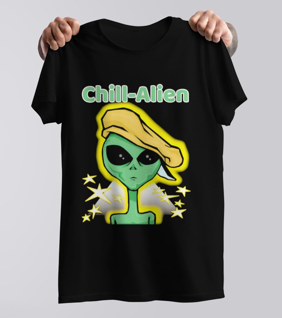 Chill Alien Beret Hat Stars Glow T-Shirt