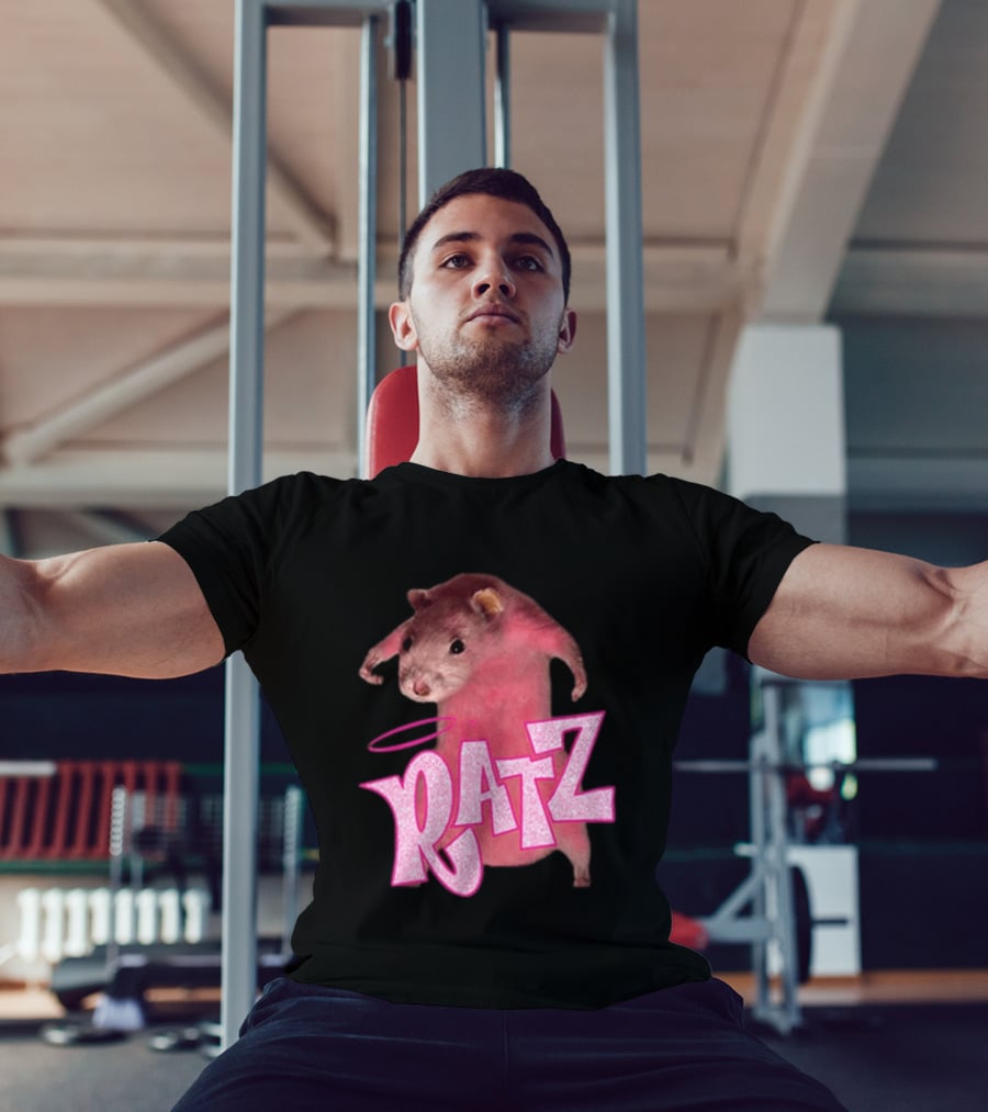 Ratz Pink Rat Meme Funny Text Bold Letters Halo T-Shirt