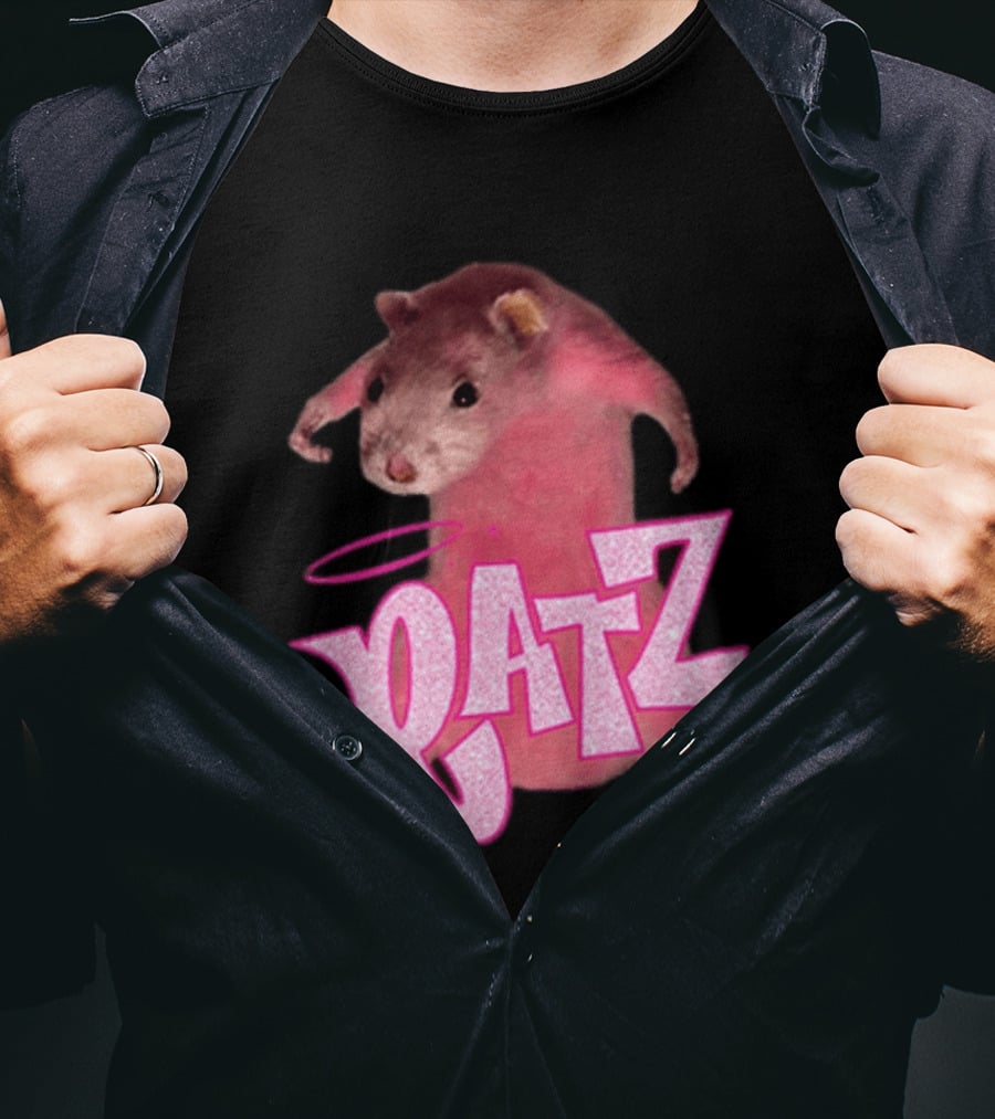 Ratz Pink Rat Meme Funny Text Bold Letters Halo T-Shirt