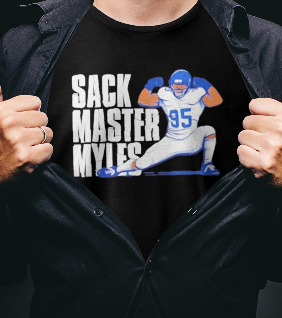 Myles 95 Sack Master Football Pose T-Shirt