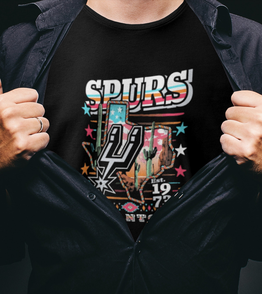 Spurs San Antonio 1973 Desert Cactus Stars Retro Western T-Shirt