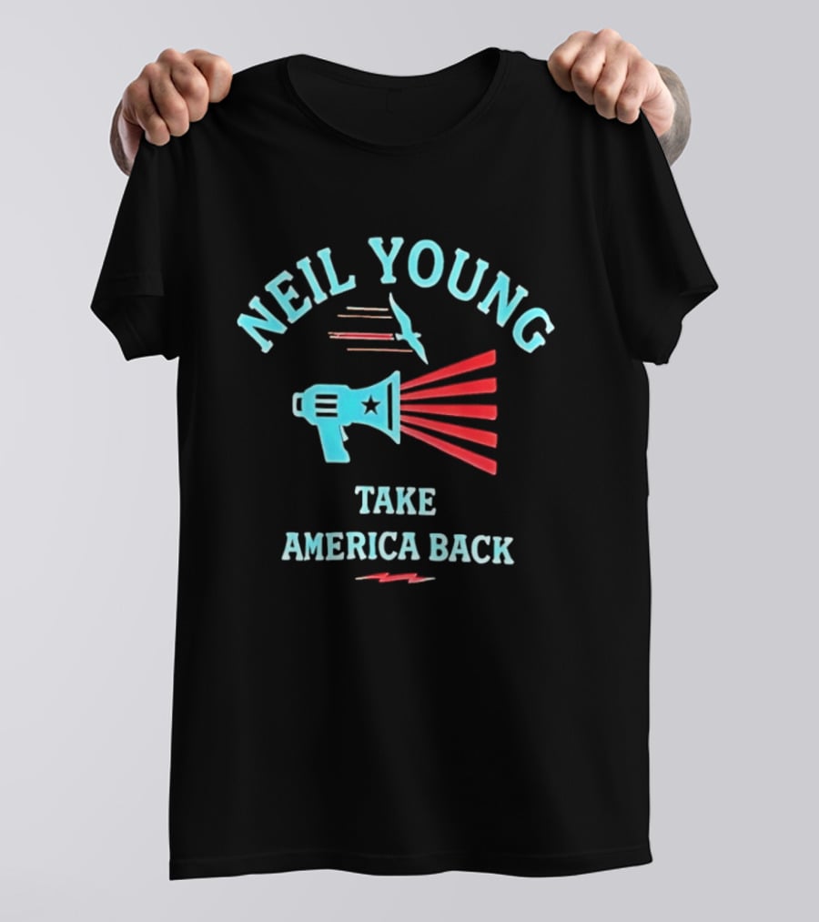 Neil Young Take America Back Megaphone And Bird T-Shirt