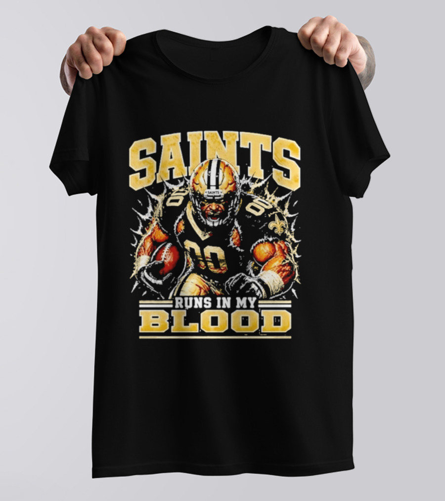 New Orleans Saints Football Runs In My Blood Team Player T-Shirt