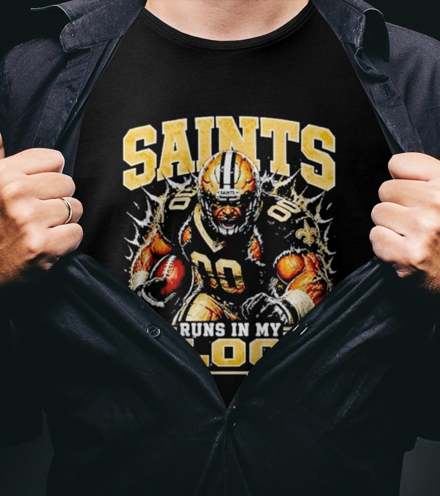 New Orleans Saints Football Runs In My Blood Team Player T-Shirt