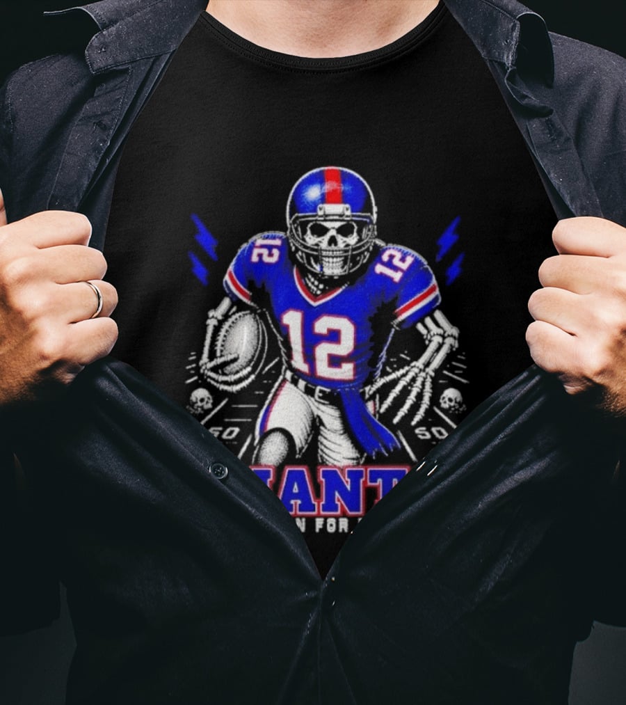 New York Giants Born For This Skeleton Football Player Giants Team T-Shirt