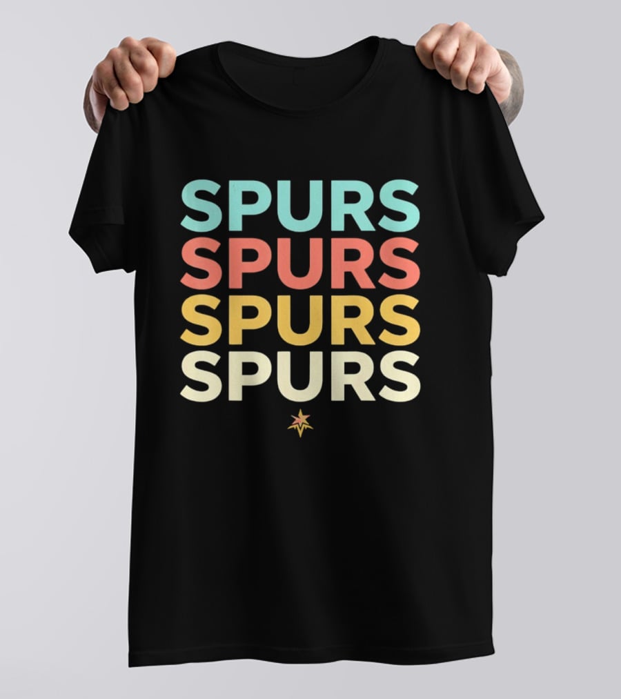 San Antonio Spurs NBA Team Colorful Logo Repetition T-Shirt