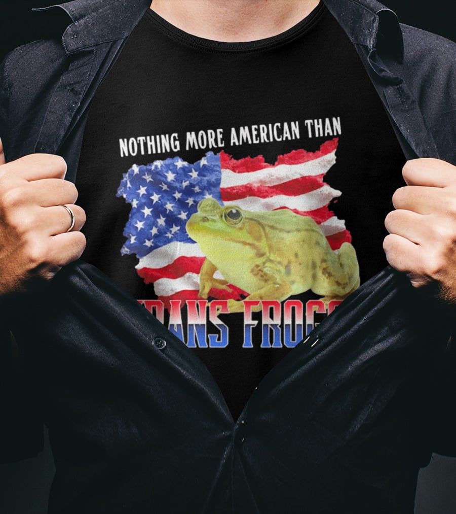 Nothing More American Than Trans Frogs Pride USA Flag Frog T-Shirt