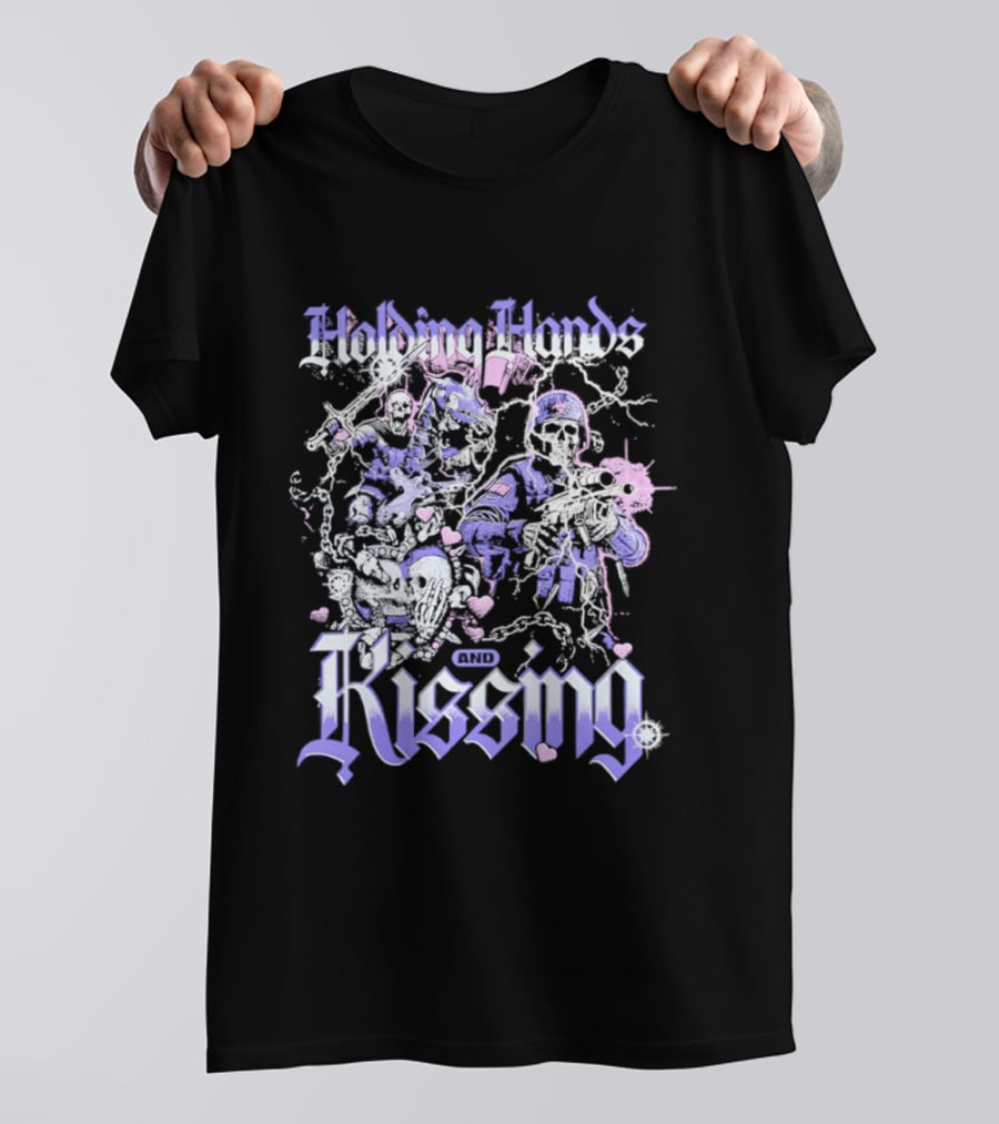 Skeleton Holding Hands Kissing T-Shirt