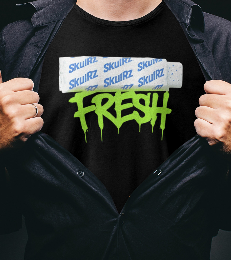 Skulrz Fresh Gum Stylized Wrapper And Green Dripping T-Shirt