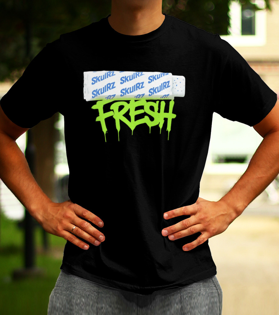 Skulrz Fresh Gum Stylized Wrapper And Green Dripping T-Shirt