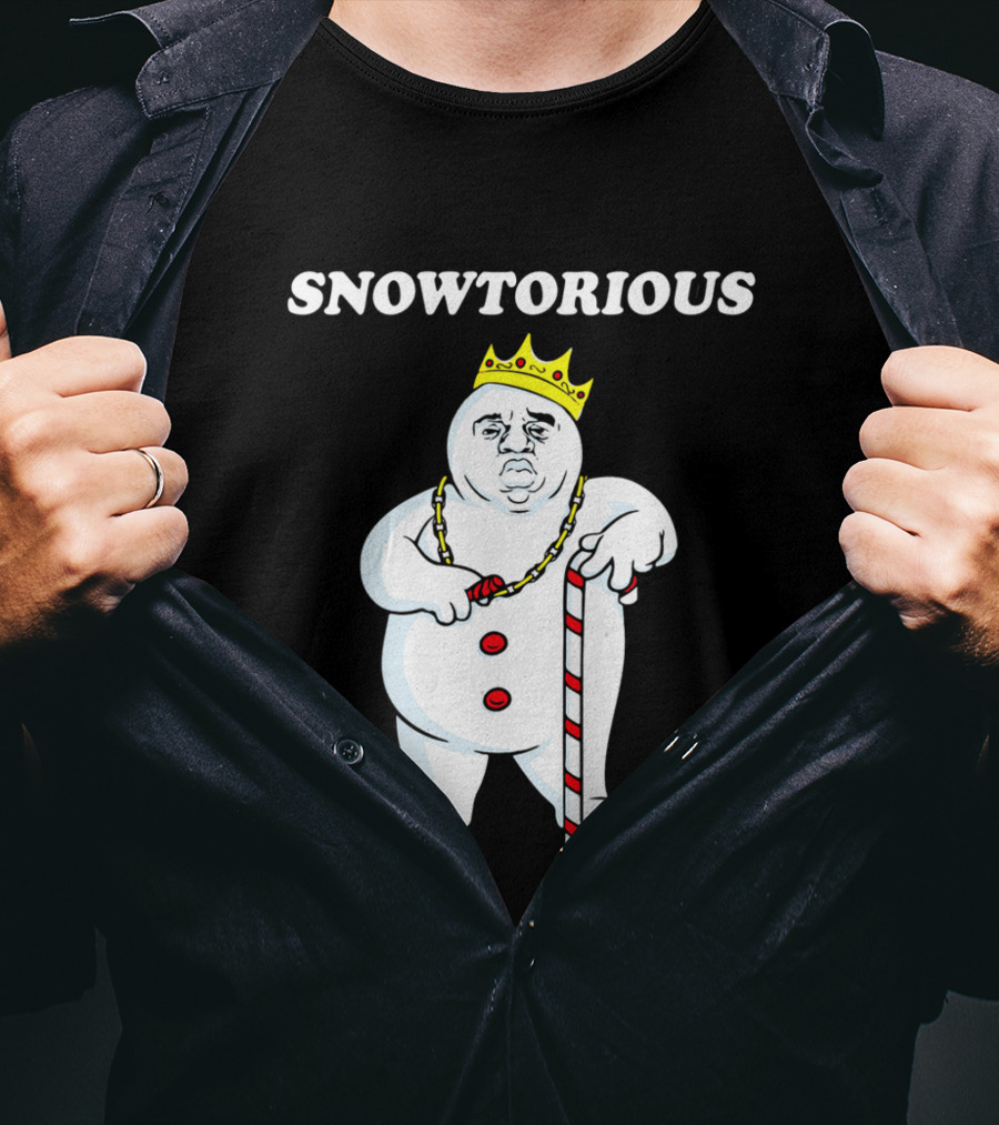 SNOWTORIOUS Funny Christmas King Snowman With Crown And Candy Cane T-Shirt